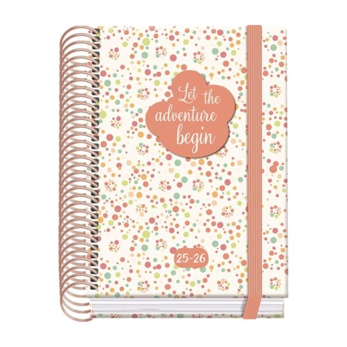 Dohe Bubbles Agenda Escolar 25/26 Espiral A6 - Dia Pagina - Papel 70g/m2 - 4 Hojas de Pegatinas - Cubierta de Carton Plastificado - Cierre con Goma Elastica