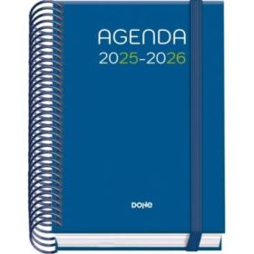 Dohe Logic Agenda Escolar 25/26 Espiral A6 - Dia Pagina - Papel 70g/m2 - 4 Hojas de Pegatinas - Cubierta de Carton Plastificado - Cierre con Goma Elastica