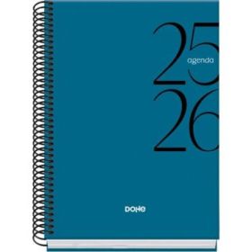 Dohe System Agenda Escolar 25/26 Espiral A5 - Semana Vista - Papel 70g/m2 - Cubierta de Carton Plastificado - Color Azul