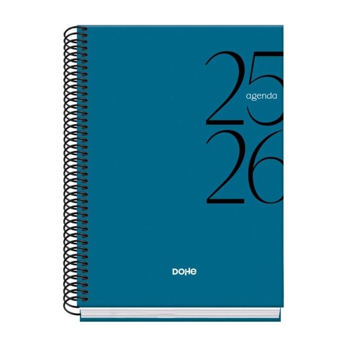 Dohe System Agenda Escolar 25/26 Espiral A5 - Dia Pagina - Papel 70g/m2 - Cubierta de Carton Plastificado - Color Azul
