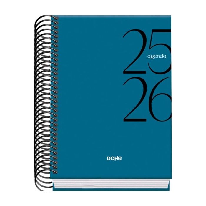 Dohe System Agenda Escolar 25/26 Espiral A6 - Dia Pagina - Papel 70g/m2 - Cubierta de Carton Plastificado - Color Azul