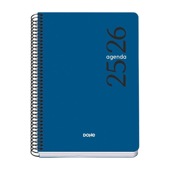 Dohe Esencial Agenda Escolar 25/26 Espiral A5 - Semana Vista - Papel 70g/m2 - Cubierta en Polipropileno - Color Azul