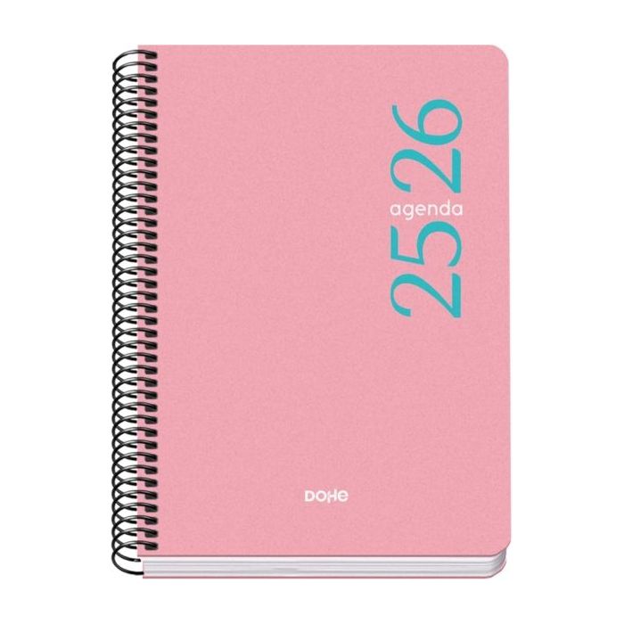 Dohe Esencial Agenda Escolar 25/26 Espiral A5 - Semana Vista - Papel 70g/m2 - Cubierta en Polipropileno - Color Rosa