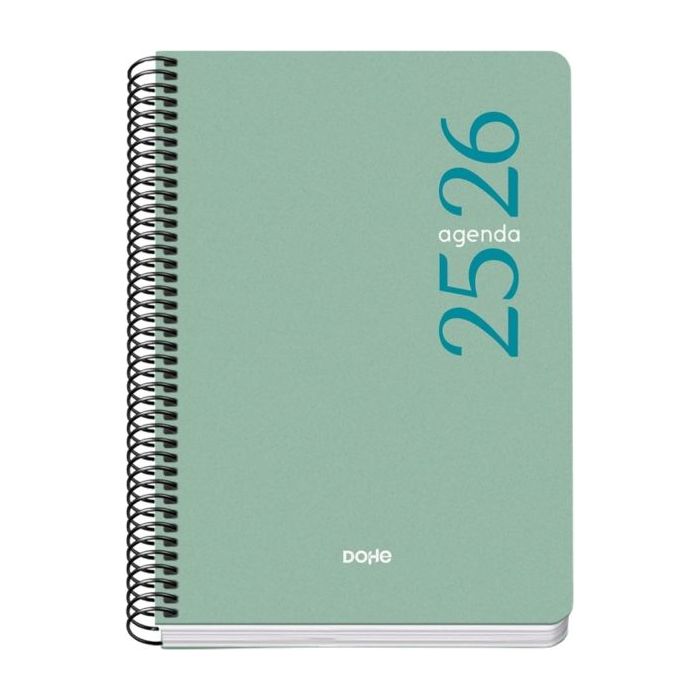 Dohe Esencial Agenda Escolar 25/26 Espiral A5 - Semana Vista - Papel 70g/m2 - Cubierta en Polipropileno - Color Verde