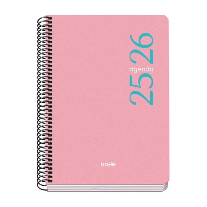 Dohe Esencial Agenda Escolar 25/26 Espiral A5 - Dia Pagina - Papel 70g/m2 - Cubierta en Polipropileno - Color Rosa