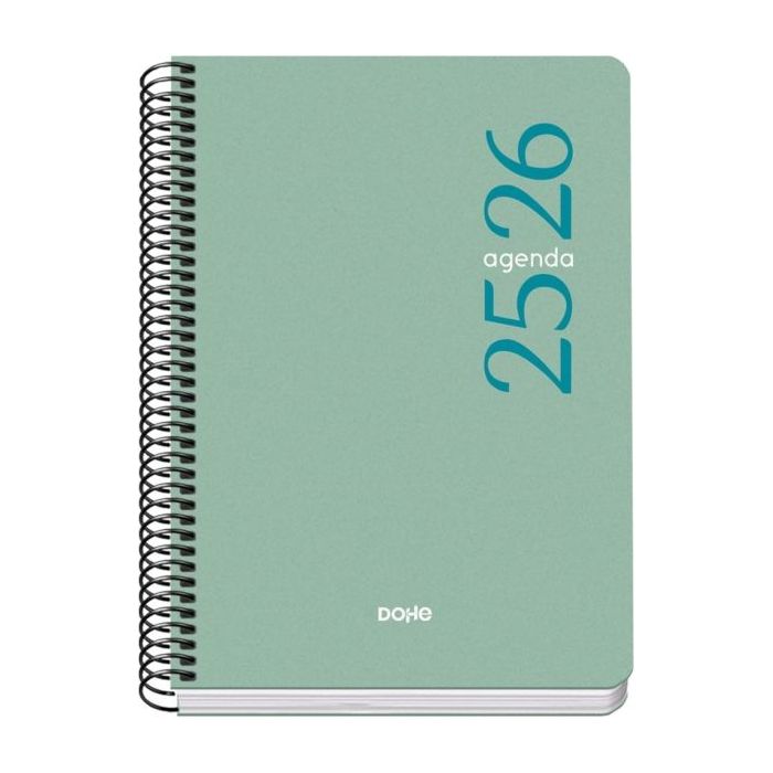 Dohe Esencial Agenda Escolar 25/26 Espiral A5 - Dia Pagina - Papel 70g/m2 - Cubierta en Polipropileno - Color Verde