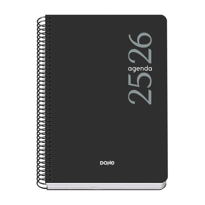Dohe Esencial Agenda Escolar 25/26 Espiral A5 - Dia Pagina - Papel 70g/m2 - Cubierta en Polipropileno - Color Negro
