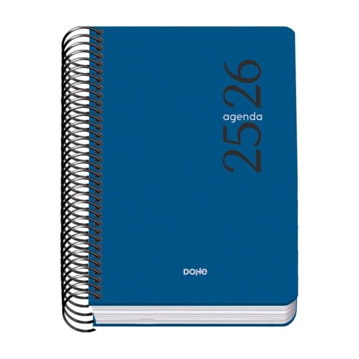 Dohe Esencial Agenda Escolar 25/26 Espiral A6 - Dia Pagina - Papel 70g/m2 - Cubierta en Polipropileno - Color Azul
