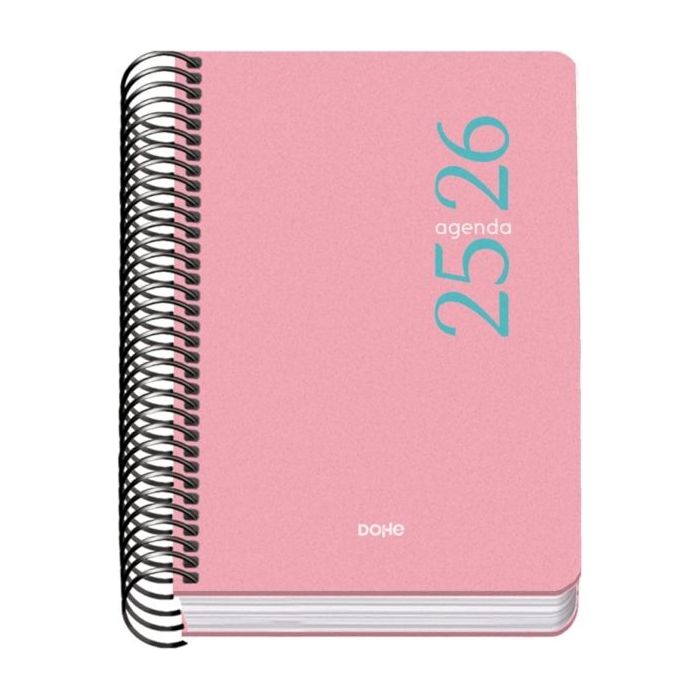 Dohe Esencial Agenda Escolar 25/26 Espiral A6 - Dia Pagina - Papel 70g/m2 - Cubierta en Polipropileno - Color Rosa