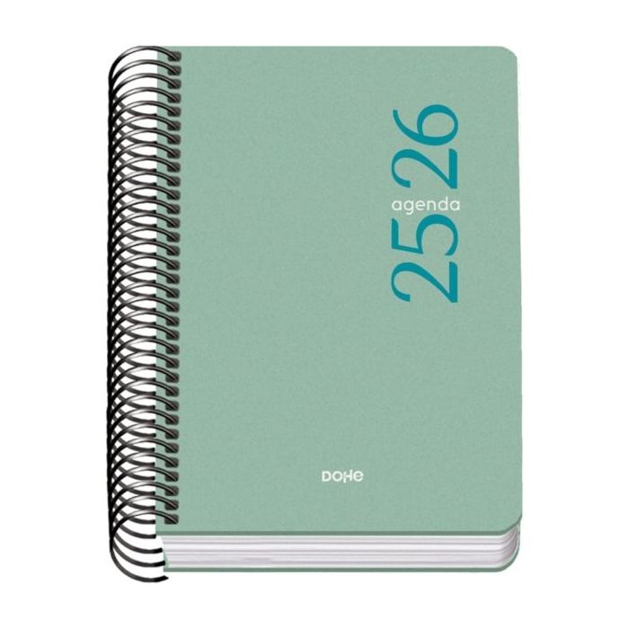 Dohe Esencial Agenda Escolar 25/26 Espiral A6 - Dia Pagina - Papel 70g/m2 - Cubierta en Polipropileno - Color Verde