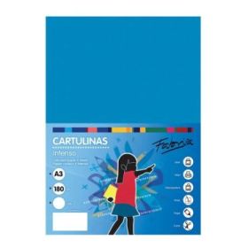 Fabrisa Pack de 25 Cartulinas 180 g/m² - Tamaño A3 - Color Azul Medio