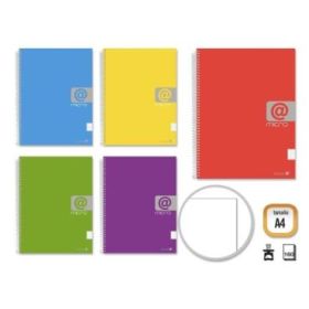 Golden Cuaderno Espiral A4 160 Hojas 60grs Liso - Hojas Microperforadas con 4 Taladros y 4 Bandas de Color - Tapa Resistente Forrada - Colores Surtidos