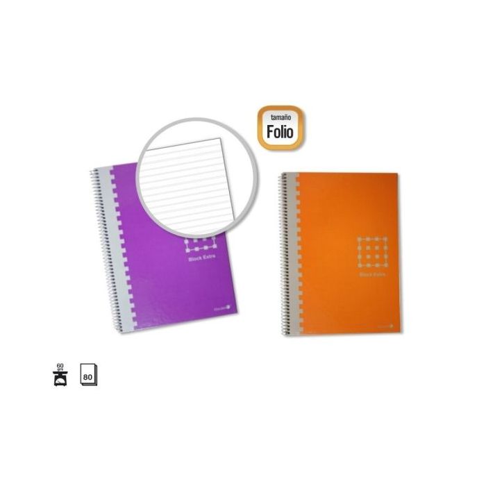 Golden Cuaderno Espiral Folio 80 Hojas 60grs Pautado 3.5mm - Margen Remarcado - Tapa Extradura - Colores Surtidos
