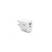 Urban Factory Powee Cargador USB-C GaN de 65W - 1 Puerto USB-C de 45W + 1 Puerto USB-A de 18W - Carga Rapida - Color Blanco