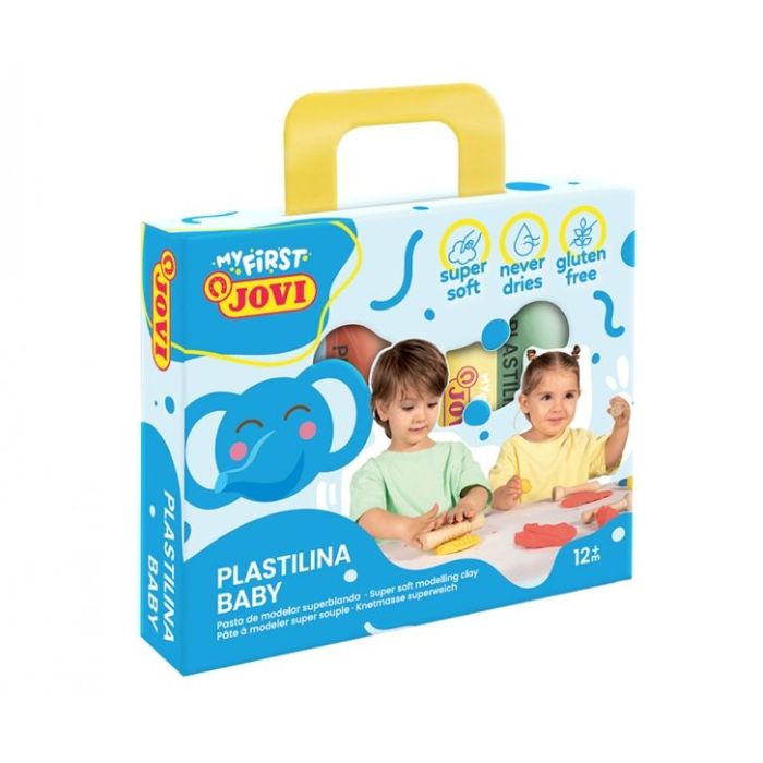 Jovi My First Plastilina Estuche de 4 Pastillas de Plastilina 38gr - Super Blanda - Estimula Creatividad y Sensibilidad Tactil - Fortalece Musculos de Manos y Dedos - Colores Surtidos