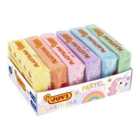 Jovi Pack de 6 Pastillas de Plastilina 50gr - 100% Vegetal - Muy Moldeable - No Se Seca - Colores Mezclables - Colores Pastel Surtidos