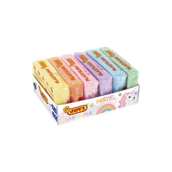 Jovi Pack de 6 Pastillas de Plastilina 50gr - 100% Vegetal - Muy Moldeable - No Se Seca - Colores Mezclables - Colores Pastel Surtidos