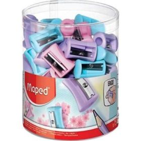 Maped Vivo Pastel Sacapuntas de Plastico con 1 Orificio - Cuchilla de Acero Afilada y Resistente - Colores Pastel Surtidos