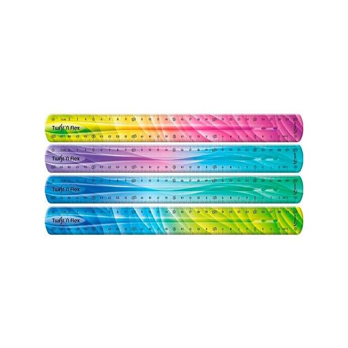 Maped Twist´n Flex Regla de Flexible 30cm - Irrompible - Doble Graduacion - Colores Degradados Aleatorios