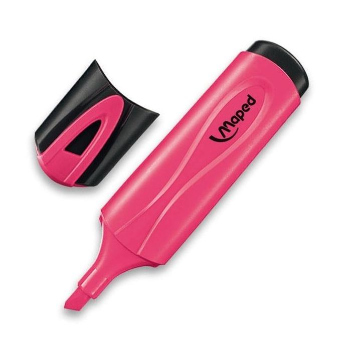 Maped Peps Classic Marcador Fluorescente - Punta Biselada - Trazo de 1 a 5mm - Ideal para Subrayar y Resaltar - Color Rosa
