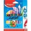 Maped Color´Peps Jungle Pack de 12 Rotuladores con Punta Media Bloqueada 2mm - Ojival, Suave y Flexible - Tinta Lavable - Colores Surtidos