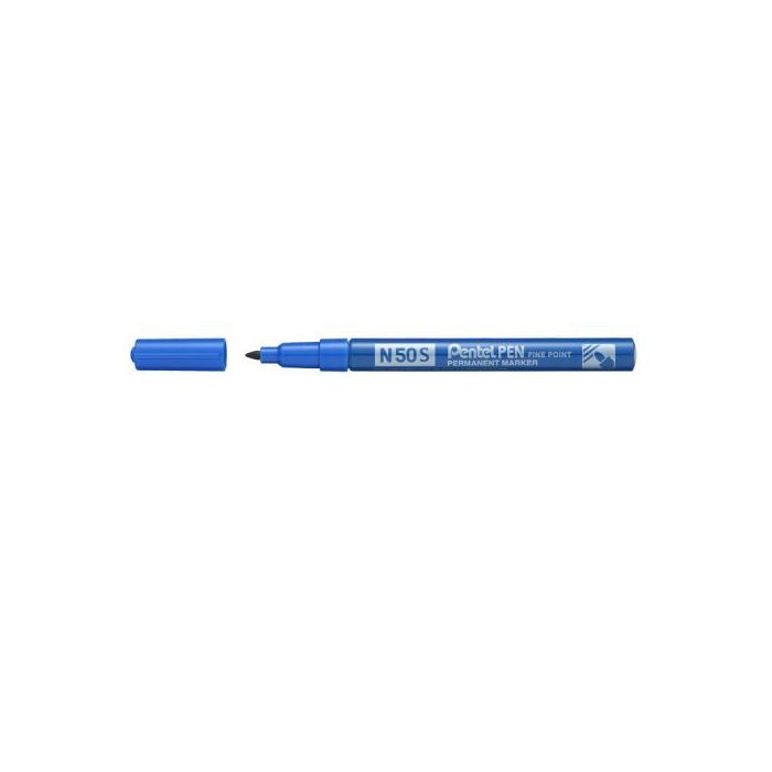 Pentel Pen N50S Rotulador Permanente - Punta Fina 3.18mm - Resistente a Agua y Luz - Color Azul