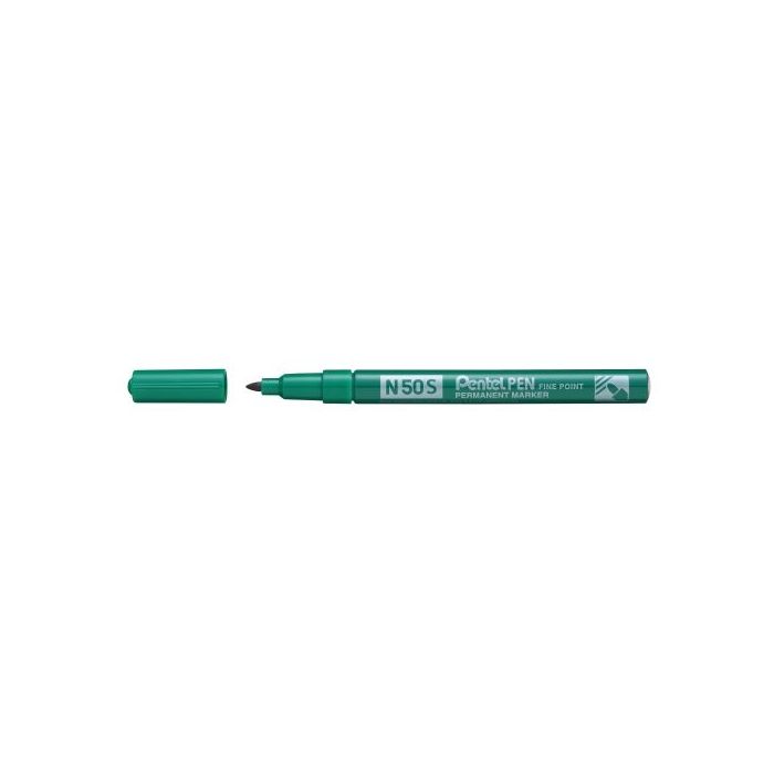 Pentel Pen N50S Rotulador Permanente - Punta Fina 3.18mm - Resistente a Agua y Luz - Color Verde