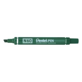 Pentel Pen N60 Rotulador Permanente - Punta Biselada Resistente y Duradera - Resistente a Agua y Luz - Color Verde