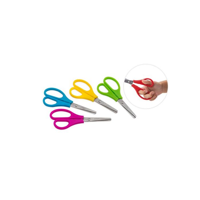 Faibo Tijeras Escolares Confort 13.5cm - Punta Redonda - Acero Inoxidable - Empuñadura de Plastico - Colores Surtidos