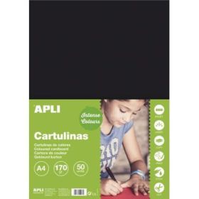 Apli Pack de 50 Cartulinas A4 170g - Color Negro