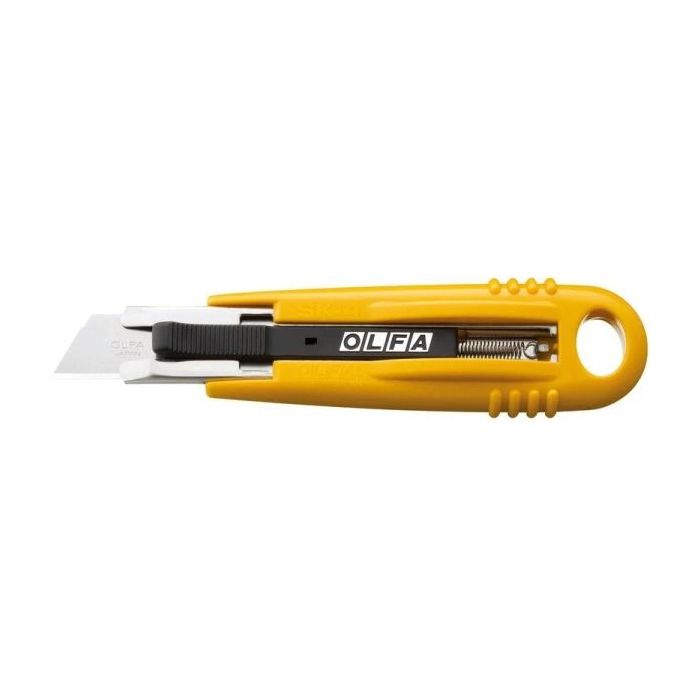 Olfa SK-4 Cuchilla de Seguridad Autoretractil Semiautomatica - Canal de Acero Inoxidable - Maxima Seguridad - Uso Ambidiestro