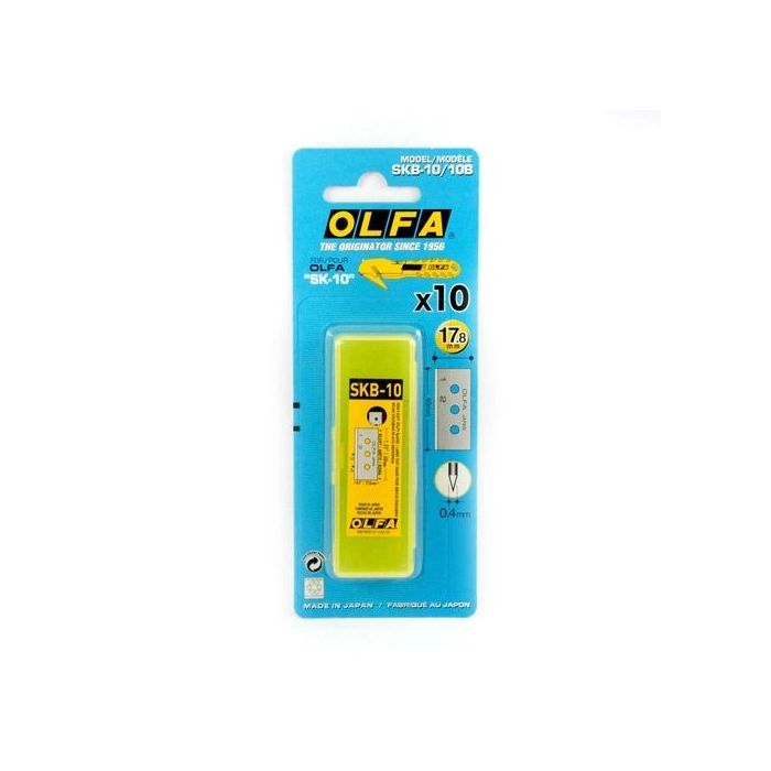 Olfa Pack de 10 Cuchillas de Respuesto para Cutters Olfa SK-10 - Acero Inoxidable