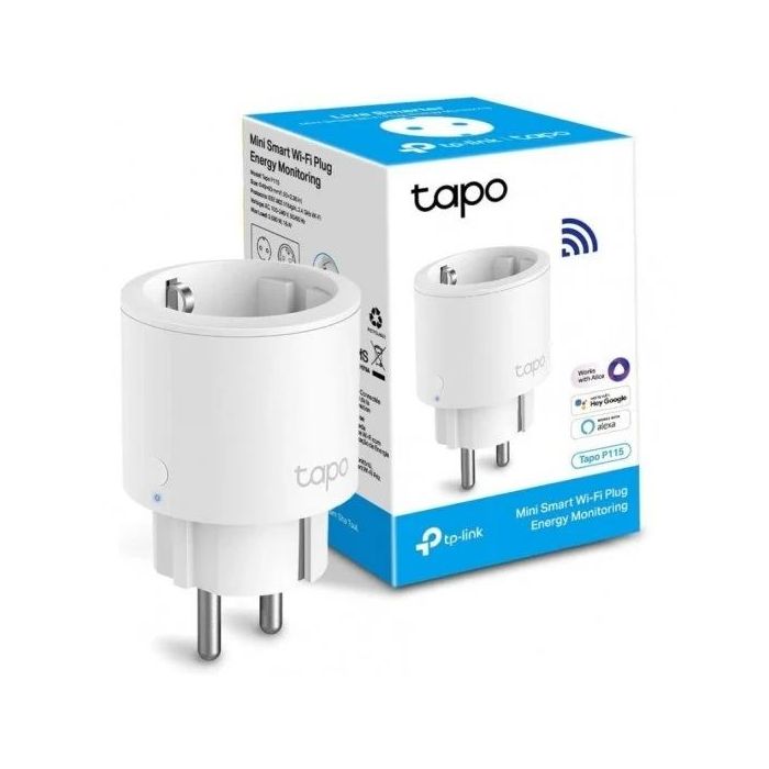 TP-Link Tapo P115 Mini Enchufe Inteligente Wi-Fi - Monitor Energia - Ideal para Regletas - Temporizador - Control por Voz