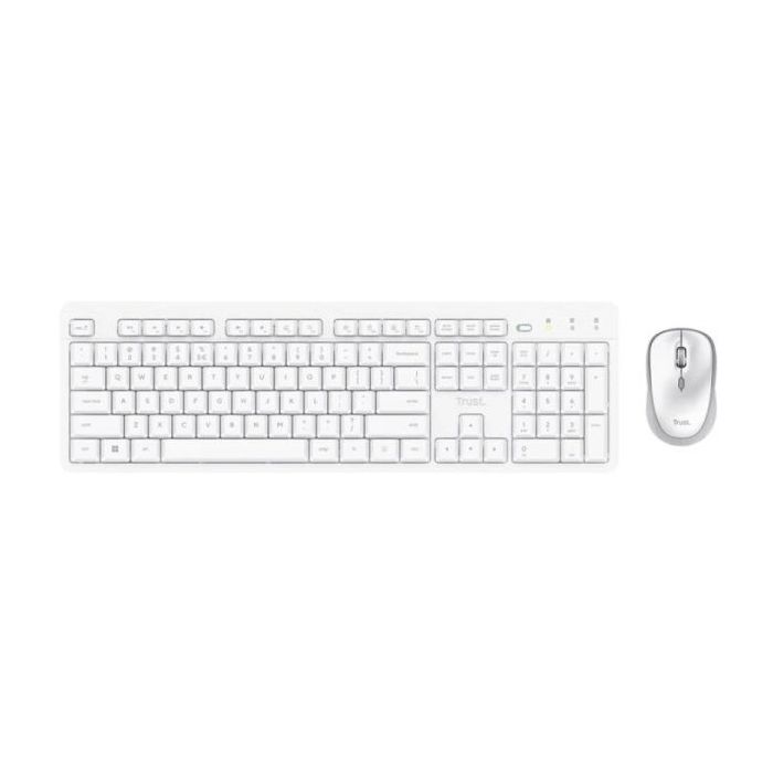 Trust Ody II Pack de Teclado USB Inalambrico, Teclas Multimedia y FN + Raton USB Inalambrico 800-1600DPI 3 Botones - Teclas y Botones Silenciosos - Color Blanco