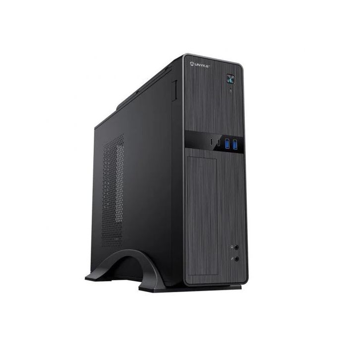 Unykach UK52112 Caja Torre MicroATX + Fuente de Alimentacion SFX 450W - Tamaño Disco Soportado 3.5", 2.5" - USB-A 3.2, USB-C y Audio