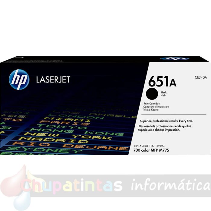 HP CE340A Negro Cartucho de Tóner Original - 651A