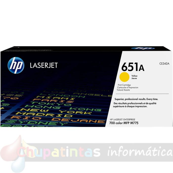 HP CE342A Amarillo Cartucho de Tóner Original - 651A