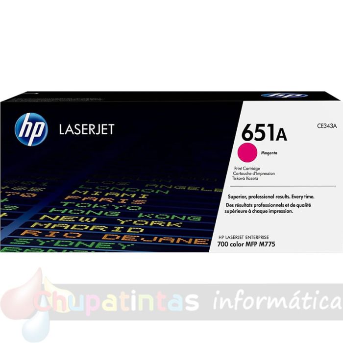 HP CE343A Magenta Cartucho de Tóner Original - 651A