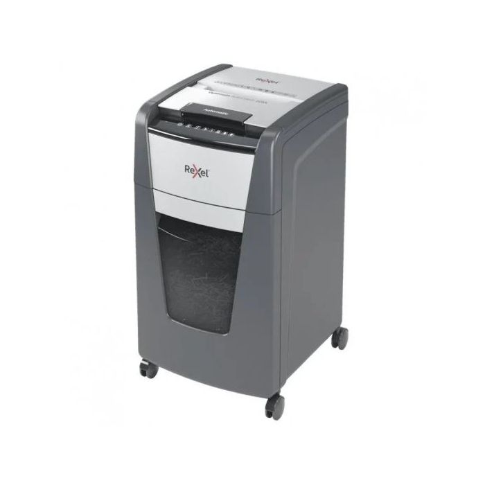 Rexel Optimum AutoFeed 225X Destructora Automatica Corte en Particulas P-4 - Autoalimentacion 225 Hojas, Manual 10 Hojas - Anti Atasco - Papelera de 60L - Color Gris/Plata