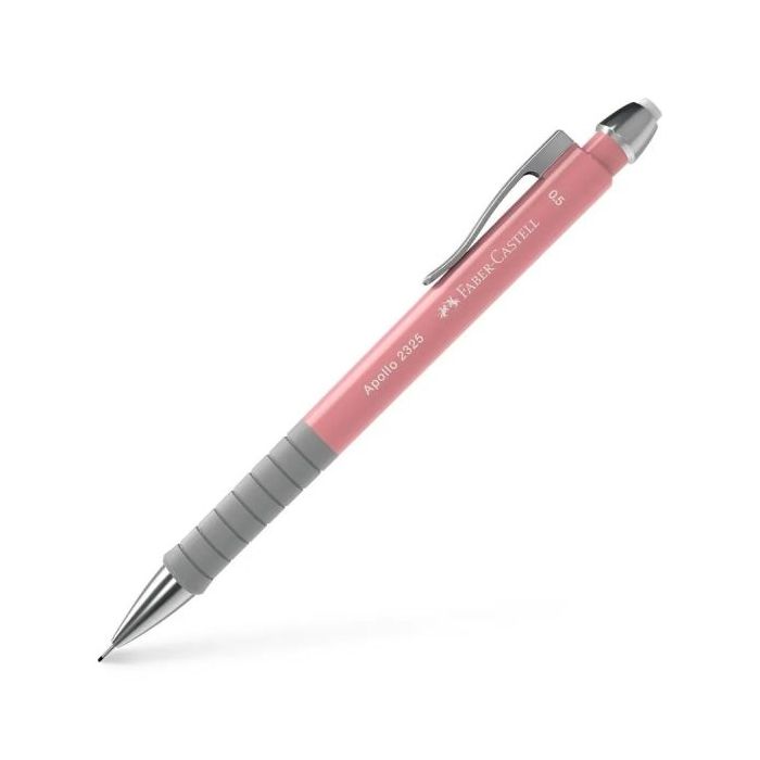 Faber-Castell Apollo Portaminas - Trazo 0.5mm - Agarre Ergonomico - Goma de Borra Integrada - Cuerpo Color Rosa