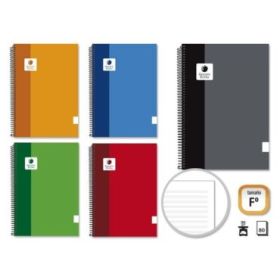 Golden Extra Cuaderno Espiral Folio 80 Hojas 90grs Pautado 3.5mm - Margen Remarcado - Tapa Forrada - Colores Surtidos