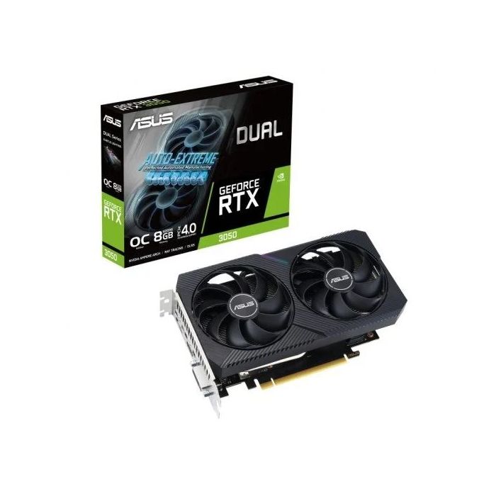 Asus Dual GeForce RTX 3050 V2 OC Edition Tarjeta Grafica 8GB GDDR6 NVIDIA - PCIe 4.0, HDMI, DVI-D, DisplayPort