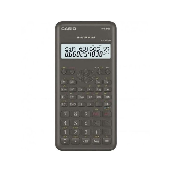 Casio Calculadora Cientifica FX-82MS 2ª Ed.- Pantalla LCD de 2 Lineas - 240 Funciones Integradas - 8 Memorias de Variables - Calculo de Porcentajes - Alimentacion 1 Pila AA