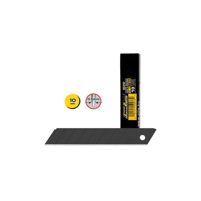 Olfa Pack de 10 Cuchillas de Respuesto Negras para Cutters Olfa - 8 Segmentos - Ancho 18mm