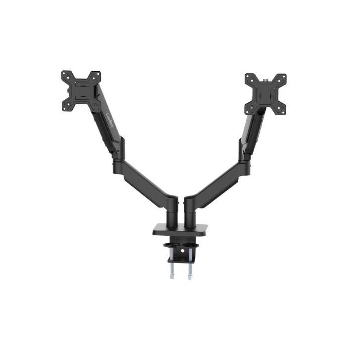 Coolbox M02D Soporte de Mesa con Brazos Articulados para 2 Monitores Hasta 32" - Giratorio e Inclinable - Piston de Gas - Peso Max 8kg x Brazo - VESA 100x100mm