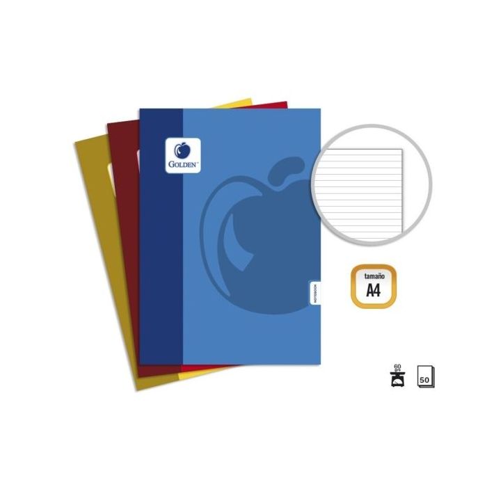 Golden Basic Pack de 10 Libretas Grapadas A4 50 Hojas 60grs 1 Raya - Colores Surtidos