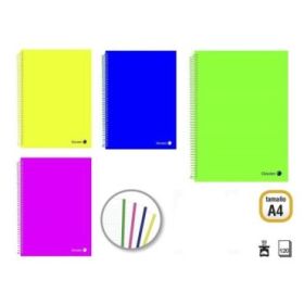 Golden Pack de 4 Cuadernos A4 120 Hojas 90gr Cuadricula 5x5 - Hojas Microperforadas con Banda de Color y 4 Taladros - Tapa Polipropileno - Colores Surtidos
