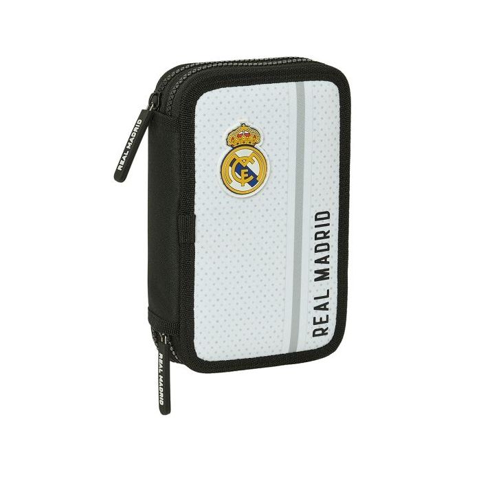 Safta Real Madrid 1ª Equipacion 24/25 Plumier 28 Pcs - 2 Compartimentos - 28 Piezas - 12.5x19.5x4cm - Color Blanco/Negro
