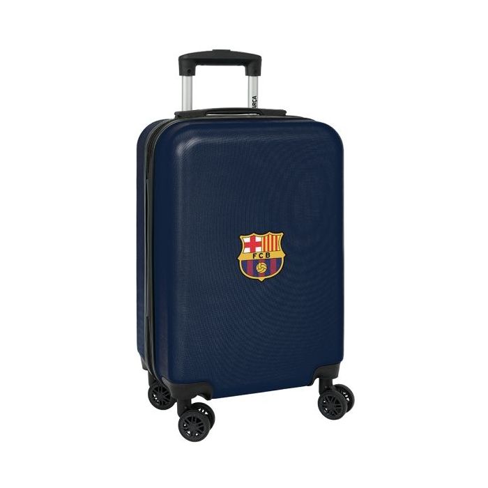 Safta F.C. Barcelona Maleta con Ruedas 20" - Asa Telescopica - 4 Ruedas Giratorias - Cierre con Candado - 34.5x55x20cm - Color Azul Marino