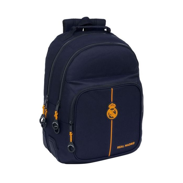 Safta Real Madrid 2ª Equipacion 24/25 Mochila - Adaptable a Carro - 2 Compartimentos - Asa de Mano - 32x42x15cm - Color Azul Marino